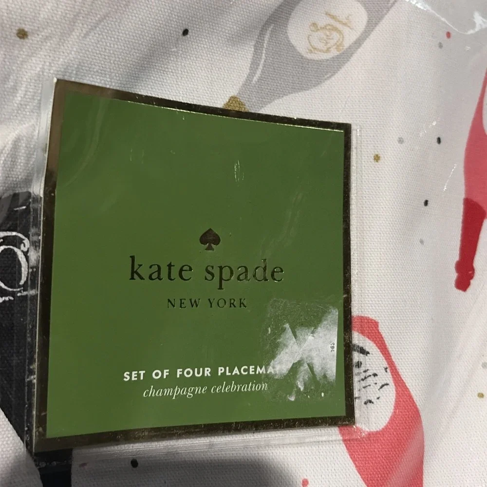 KATE SPADE SET 4 CHAMPAGNE CELEBRATION Placemats‎ New Years Birthday Party 🍾🎉